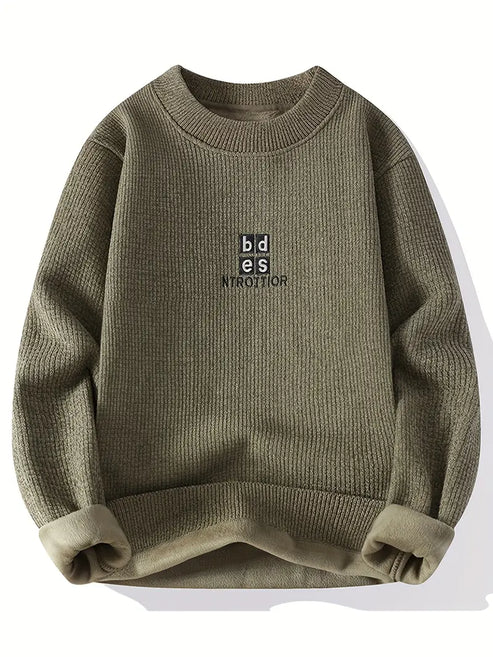 Jakesky™ Minimal Embroidered Knit Sweater – Olive Green