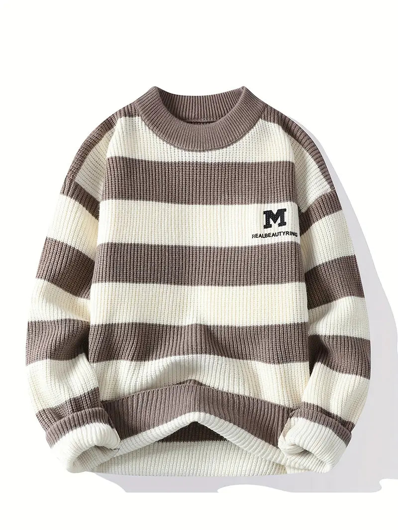 Jakesky™ Classic Striped Knitted Sweater – Black & Cream