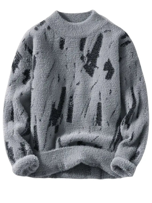 Jakesky™ Abstract Black & White Knitted Sweater