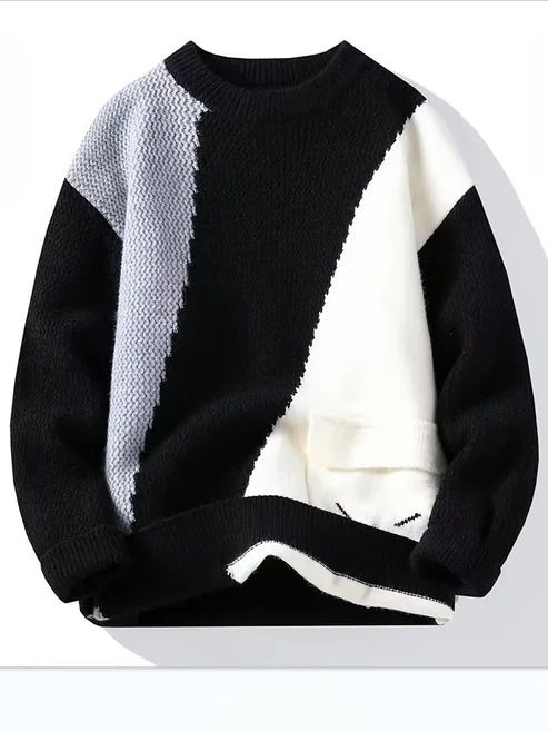 Jakesky™ Color Block Knitted Sweater – Pink & Gray