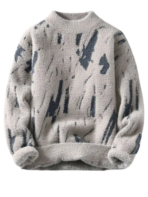Jakesky™ Abstract Black & White Knitted Sweater