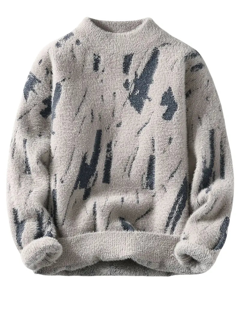 Jakesky™ Abstract Black & White Knitted Sweater