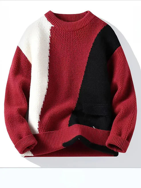 Jakesky™ Color Block Knitted Sweater – Pink & Gray