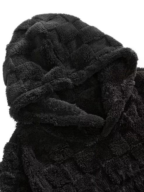Jakesky™ Men's Fuzzy Checkered Embroidered Hoodie
