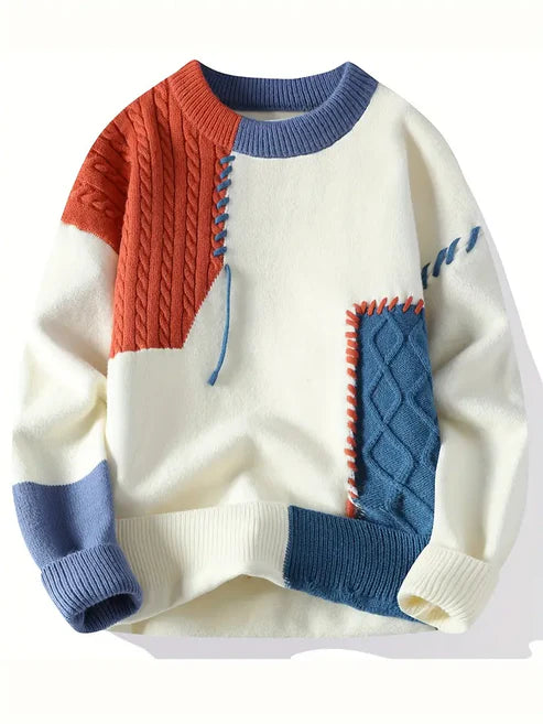 Jakesky™ Men's Vintage Knitted Patchwork Pullover Sweater