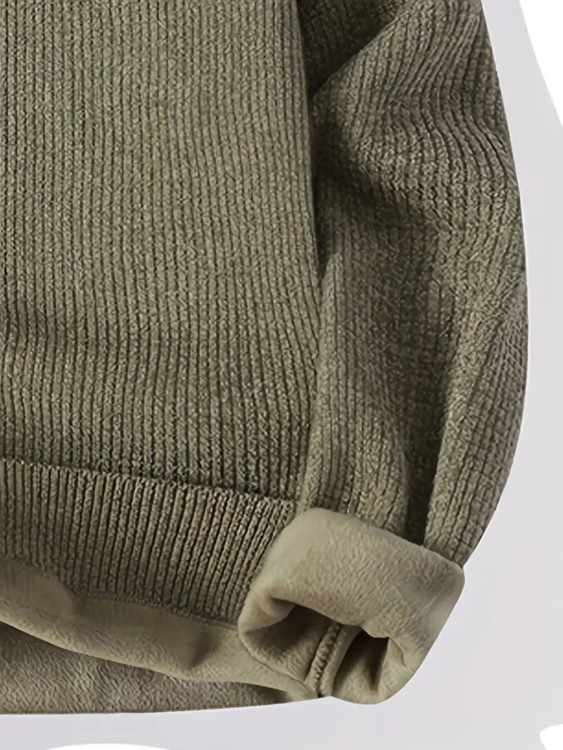 Jakesky™ Minimal Embroidered Knit Sweater – Olive Green