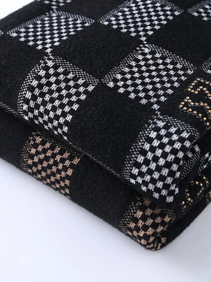Jakesky™ Monochrome Checkered Knit Sweater – Unisex Streetwear