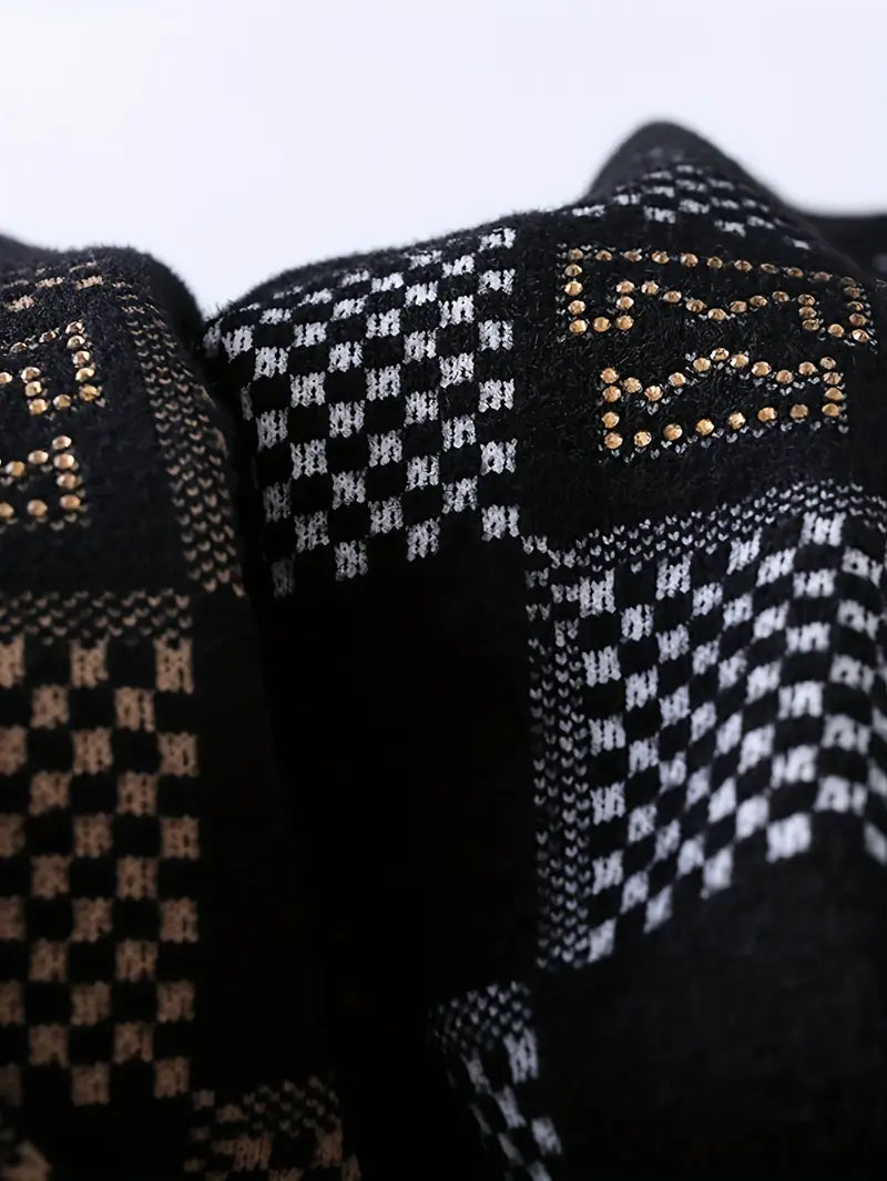 Jakesky™ Monochrome Checkered Knit Sweater – Unisex Streetwear