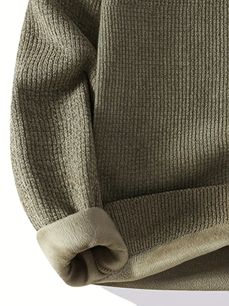 Jakesky™ Minimal Embroidered Knit Sweater – Olive Green