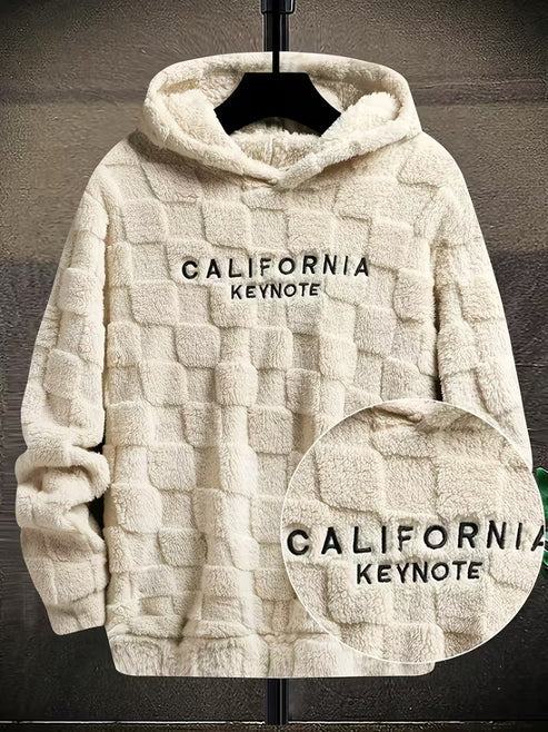 Jakesky™ Men's Fuzzy Checkered Embroidered Hoodie