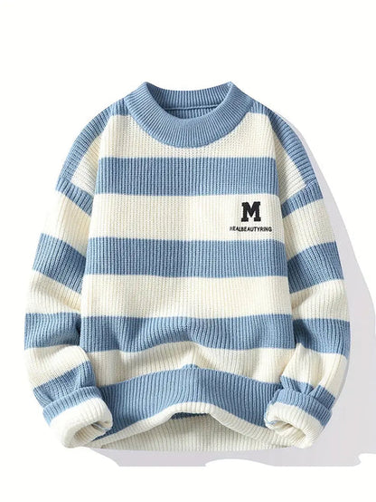 Jakesky™ Classic Striped Knitted Sweater – Black & Cream