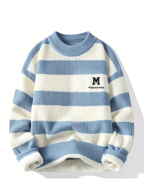 Jakesky™ Classic Striped Knitted Sweater – Black & Cream