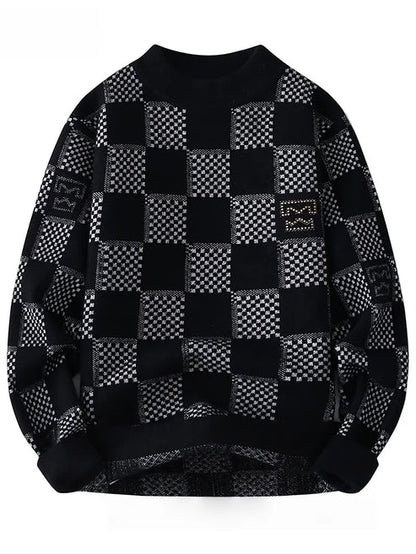 Jakesky™ Monochrome Checkered Knit Sweater – Unisex Streetwear