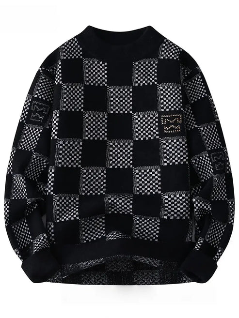 Jakesky™ Monochrome Checkered Knit Sweater – Unisex Streetwear