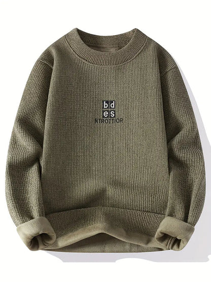 Jakesky™ Minimal Embroidered Knit Sweater – Olive Green