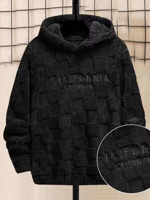 Jakesky™ Men's Fuzzy Checkered Embroidered Hoodie