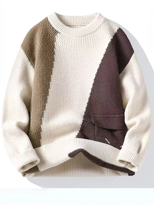Jakesky™ Color Block Knitted Sweater – Pink & Gray