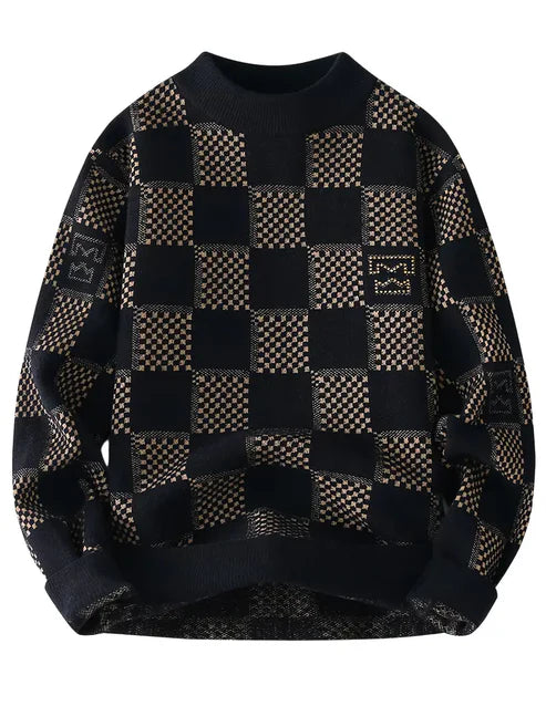 Jakesky™ Monochrome Checkered Knit Sweater – Unisex Streetwear