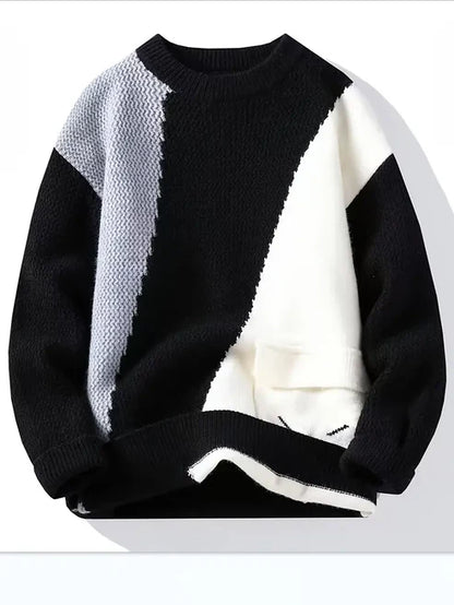 Jakesky™ Color Block Knitted Sweater – Pink & Gray