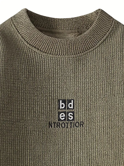 Jakesky™ Minimal Embroidered Knit Sweater – Olive Green