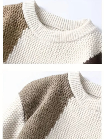 Jakesky™ Color Block Knitted Sweater – Pink & Gray